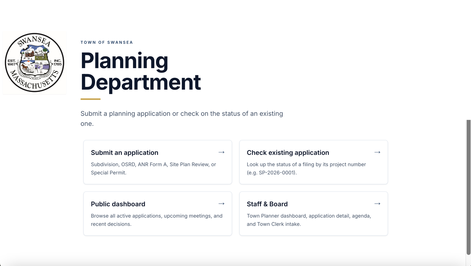 Planning Board public homepage